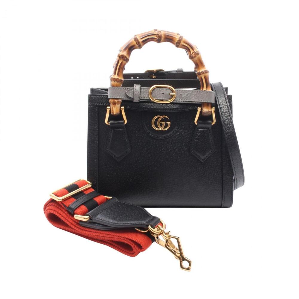 Gucci Diana Mini Bamboo 2-Way Tote Bag/Handbag, Leather, Women's, Black (702732)